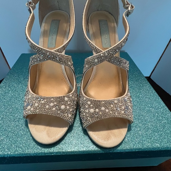 Blue by Betsy Johnson Rhinestone & Pearl Heels - Picture 1 of 5